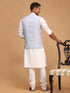 Vastramay Men's Lavender Jacquard Nehru Jacket with Kurta Pyjama Set